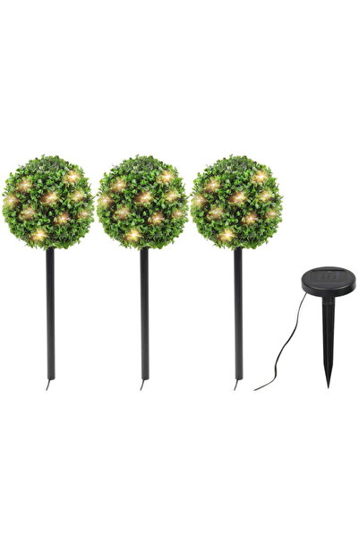 Goliat Solarna Dekoracja Ogrodowa - Kule z Bukszpanu na Słupkach, 3 szt.