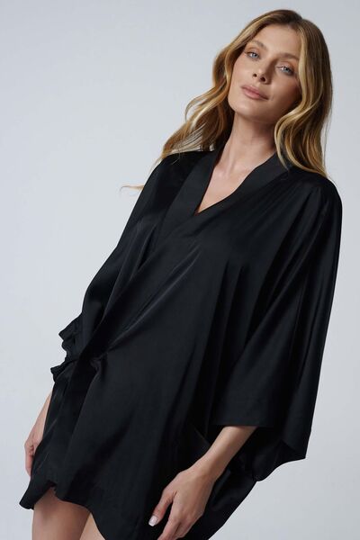 ESOTIQ Women's Satin House Robe Bathrobe Dressing Gown Oversize Kimono Style ...