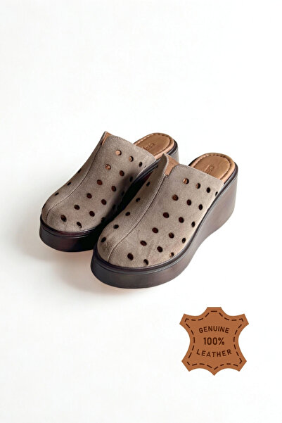 inizio Mink Suede Genuine Leather Wedge Heel Slipper Of1720