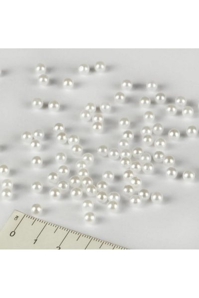 PASAMİA 4,6,8 mm White Non-Hole Pearl Beads Package 75 Gr (855+ Pieces of Beads)