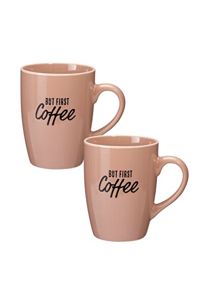 Excellent Houseware Комплект от 2 чаши, 340 мл, керамични, "НО ПЪРВО кафе"