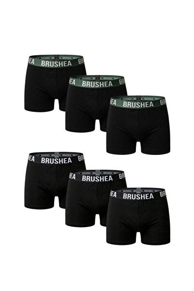 BRUSHEA Erkek Boxer Likralı Premıum 6'lı 3 Yeşil 3 Siyah