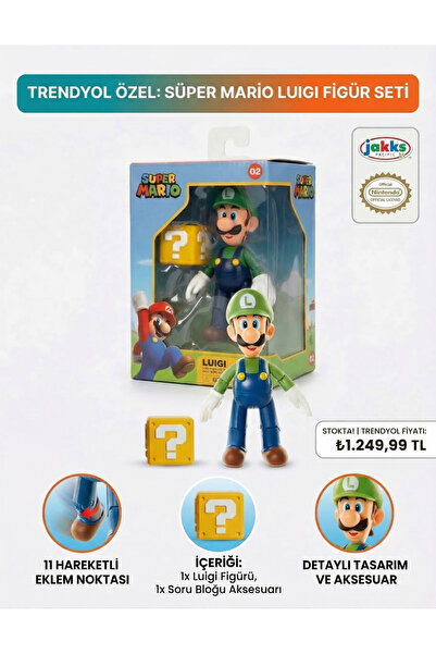 Jakks Pacific Nintendo Super Mario Figürü Luigi Koleksiyoncu Kutusunda , 10 cm