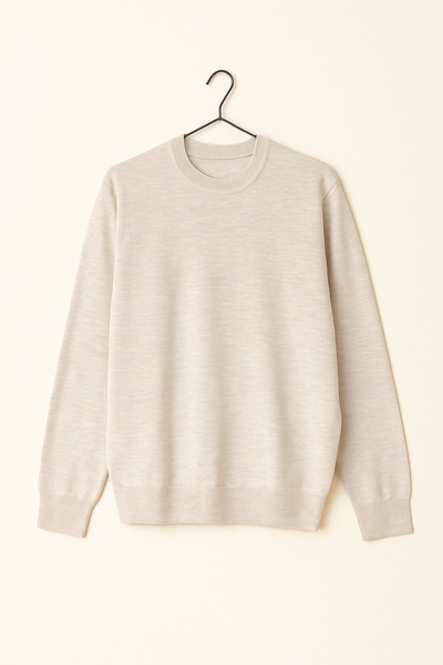 Edwox Men's Crew Neck Regular Fit Sweater Cream Cd118