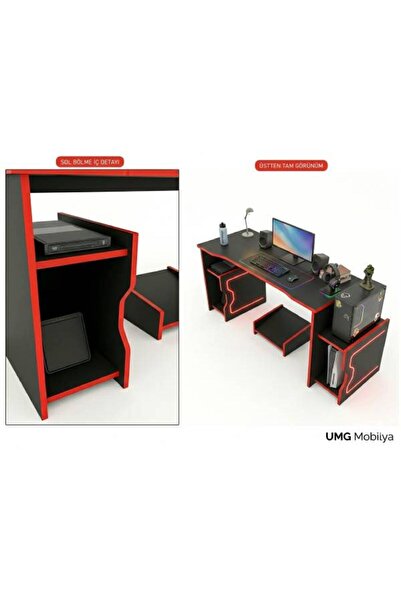 UMGMOBİLYA LEDLi UMG GAMİNG OYUNCU MASASI,BİLGİSAYAR MASASI,SİYAH KIRMIZI MAS...
