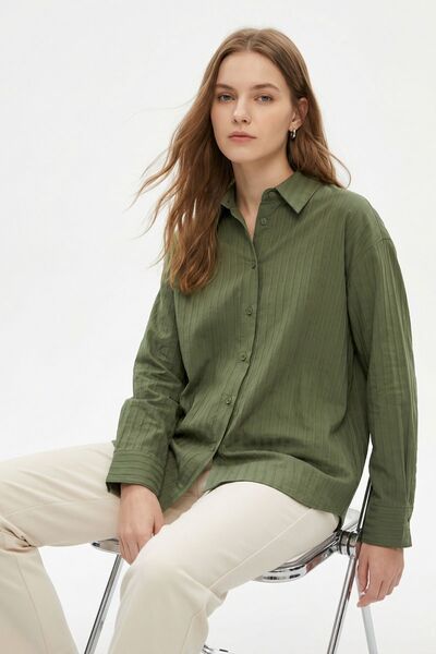 Rays Khaki Stripe Detail Shirt 7517