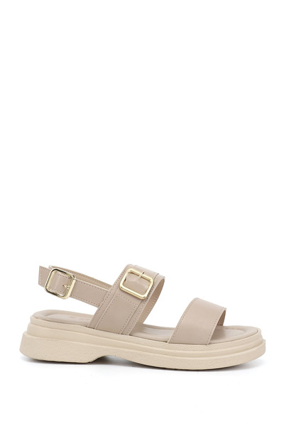 GÖNDERİ(R) Women's Beige Buckled Padded Sole Sandals