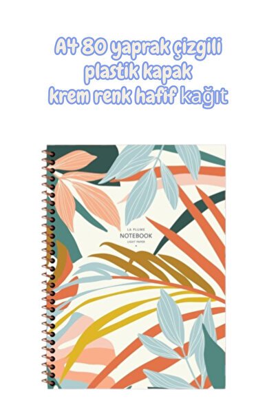 SEYFİKİRTASİYE A4 80 Sheets Striped Plastic Cover Cream Color Lightweight Paper