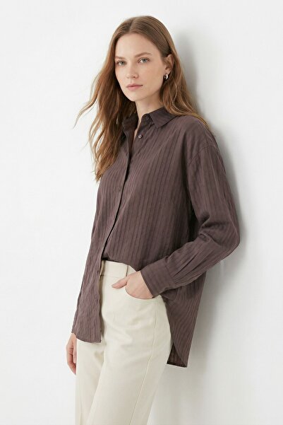 Rays Coffee Stripe Detail Shirt 7517