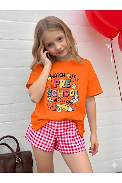 E-ROMA تي شيرت مطبوع للأطفال من الجنسين من ماركة بري سكول 2GH5