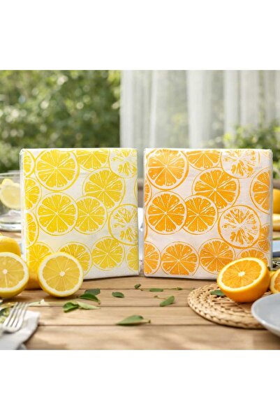CKM silikon 2-Piece Summer Concept Lemon-Orange Patterned Napkins