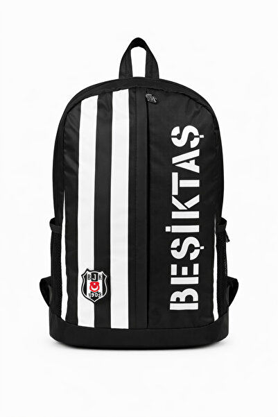 Beşiktaş Lisanslı 3 Bölmeli Sırt Çantası - Çubuklu Desen Laptop Gözlü Su İtic...