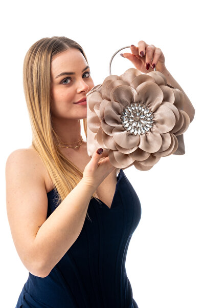 GUSTELLO ΒΑΛΕΝΤΙΝΑ |   Ασημί μεταλλική τσάντα λουλουδιών με λαβή D, βραδινό φ...