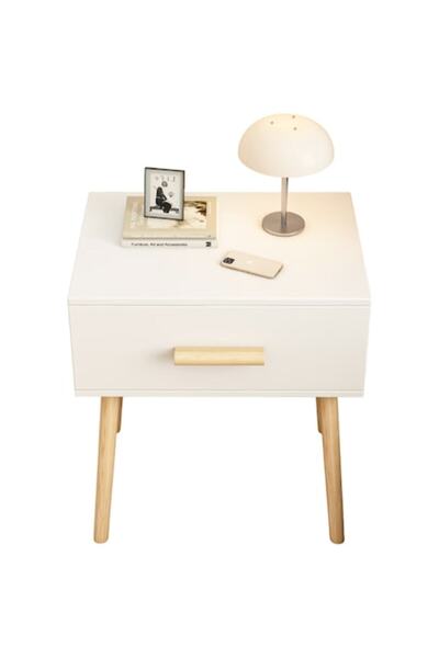 BADU Noptieră cu sertare, albă, 45x30x54,5 cm