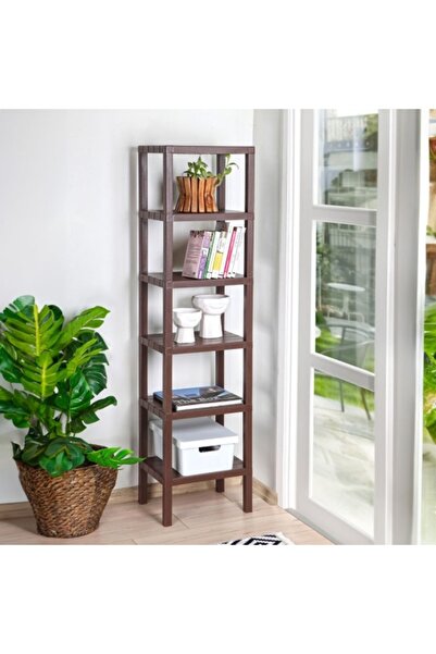 Artenova Raft organizator universal cu 6 etajere din plastic, maro, aspect lemn