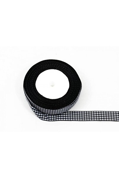 OEM Checkered Textile Ribbon 2cm 22meters Black White