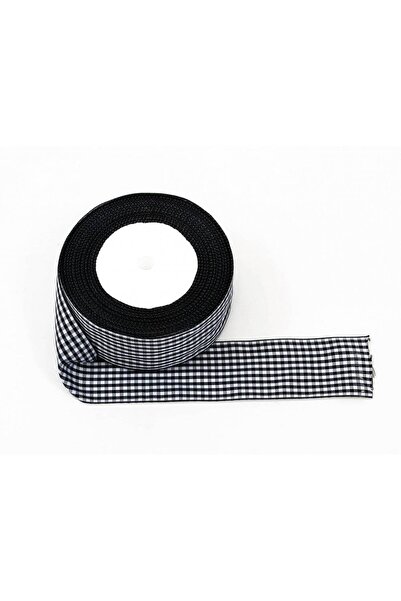 OEM Checkered Textile Ribbon 4cm 22meters Black White