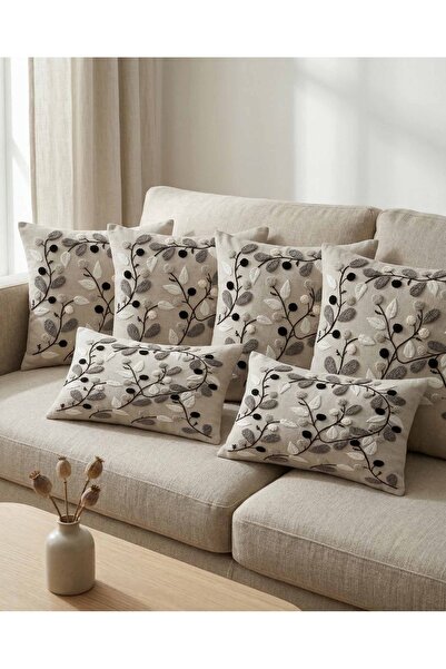 menesahome مجموعة من منقوش قطعة بتطريز نباتي طبيعي اللون، مكونة من طباعة رقمي...