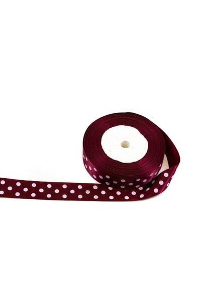 OEM Set of 3 rolls of Satin Ribbon with 3 Polka Dots 2.5 Cm/22m Marsala