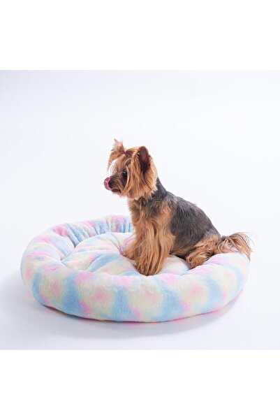 Pettrend Premium Colorful Renkli Simit Kedi & Köpek Yatağı – Ultra Yumuşak Pe...