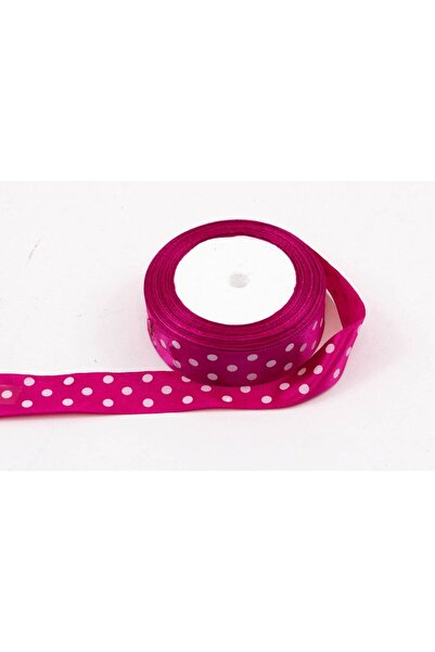 OEM Set of 3 rolls of satin ribbon with 3 dots 2.5 cm/22 m Cyclamen