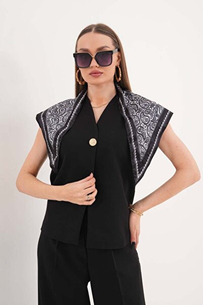 Maxi modena Scarf Detailed 3-Piece Set – Stylish Blouse and Pants Combination