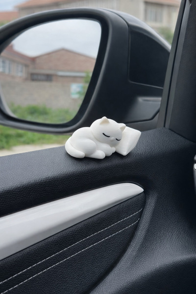 3dbaydesign Cat Figure Sleeping on Car Dashboard, Cute Decorative Car Interio...