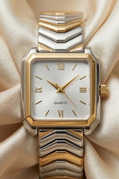 İnogge Beis Two Color Special Design Cord Rectangular Dial Lux Premium Women'...