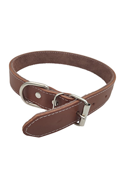Ropet Dog collar made of natural Leather , lined, 65cm x 30mm, Brown,