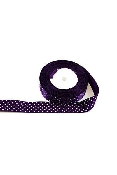 OEM Set of 3 rolls of satin ribbon with 6 dots 2.5 cm/22 m dark purple