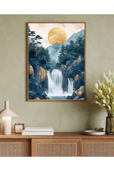 Tuba Decor Tablou într-o singură bucată cu ramă din lemn, serie de artă japandi