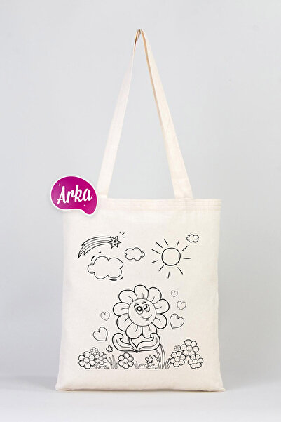 Pamusan Boyanabilir Canım Annem Ham Bez Çanta - 35x40 cm - KELEBEK Desenli 5 ADET