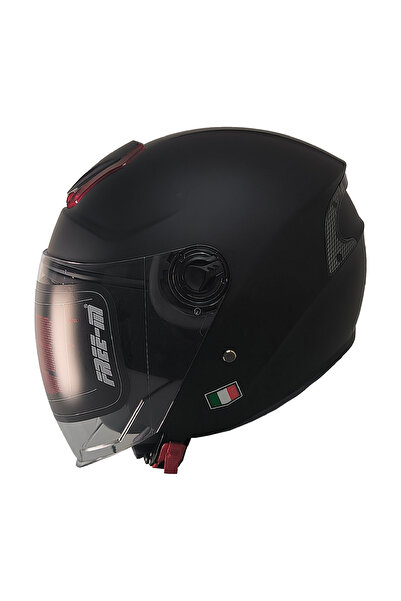 Free-M FR-618 Yarım Motosiklet Kaskı Mat Siyah (Güneş Gözlüklü)
