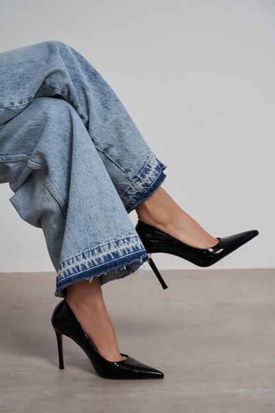 NİŞANTAŞI SHOES Lunara Black Patent Leather Pointed Toe Women's Stiletto