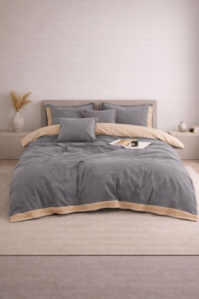Velmora Home VELMORA DUAL - Premium Cotton Duvet Cover Set , Reversible, 6 Pi...