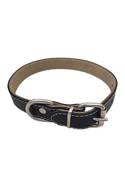 Ropet Zgarda pentru caine din piele naturala, dublata, 65cm x 30mm, Negru,