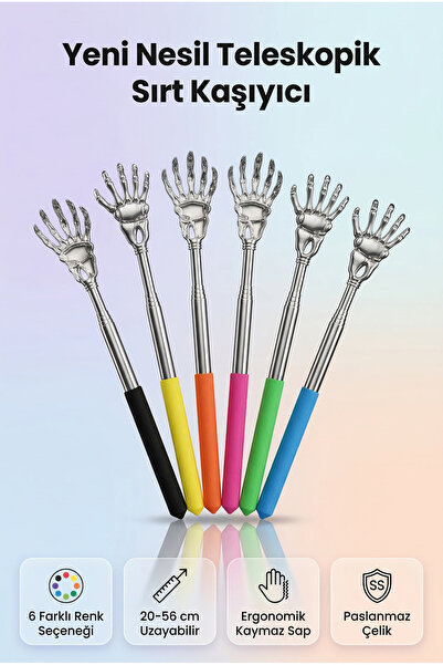indirimsevinci Teleskopik Sırt Kaşıyıcı Uzayan Paslanmaz Çelik Ergonomik Kaym...