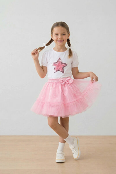 nacar çarşı Girl's Pink Star T-Shirt Pink Ruffle Tutu Skirt April 23Rd Show O...