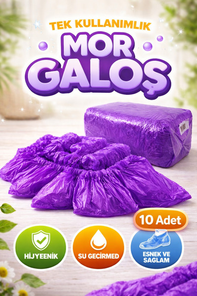 EGE TOPTAN GIDA MOR RENK GALOŞ 10 adet Tek kullanımlık Dayanıklı Hijyenik Aya...
