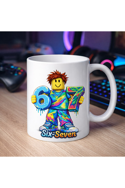 OEM Personalized Six Seven mug, colorful gamer design, children's gift, white...