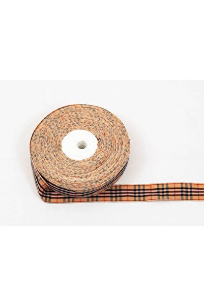 OEM Set of 3 rolls of Checkered Textile Ribbon 2cm 22meters Beige Black