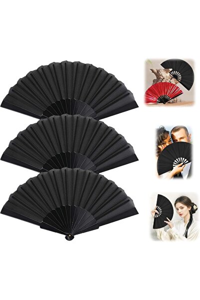 NO BRAND Fan 3 Compartments Small Black Fabric Rave 23 cm