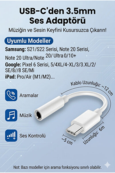 Noriyen Dijital DAC Çipli Type-C to 3.5mm Aux Kulaklık Dönüştürücü Adaptör - ...