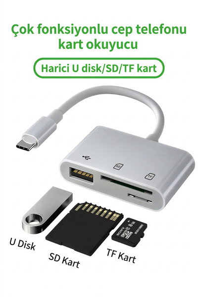 Noriyen 3'ü 1 Arada Type-C USB SD/Micro SD Kart Okuyucu Adaptör - iPhone 15/1...