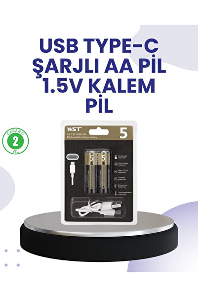 Epilons Type-c Usb İle Hızlı Şarj Edilebilir Aa Kalem Pil | 1.5v Lityum | Çif...