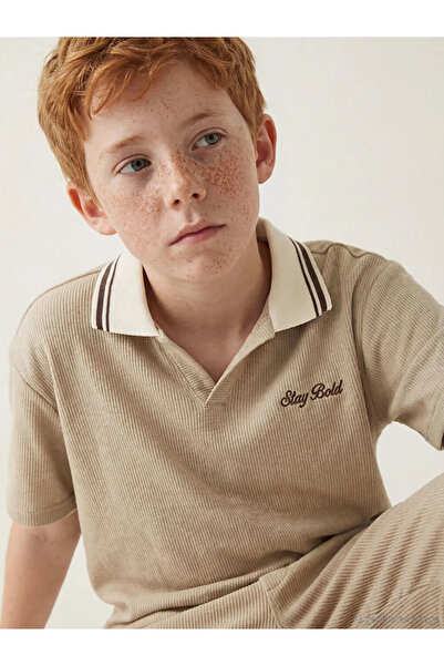 LC Waikiki LCW Kids Lacivert Polo Yaka Nakışlı Erkek Çocuk Tişört