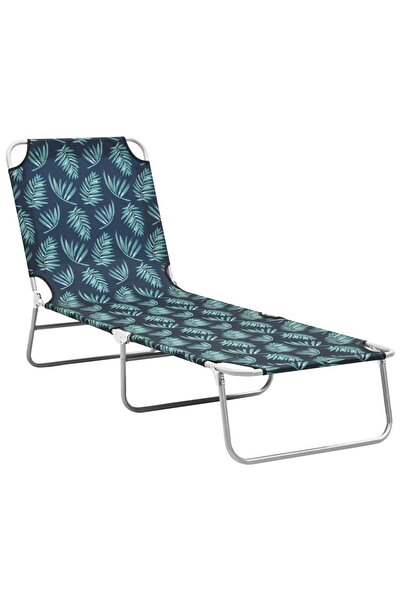 Concept Șezlong pliabil, oțel, model frunze, material textil