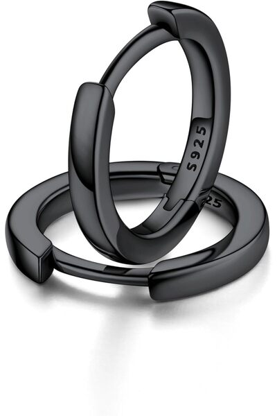 FAITHHEART S925 Women's Hoop Earrings in Sterling Silver/Gold/Pink/Black - Sm...