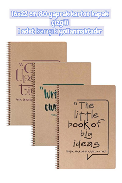 SEYFİKİRTASİYE 20X28 cm 80 Sheets Cardboard Cover Striped 1 Piece Mixed Delivery