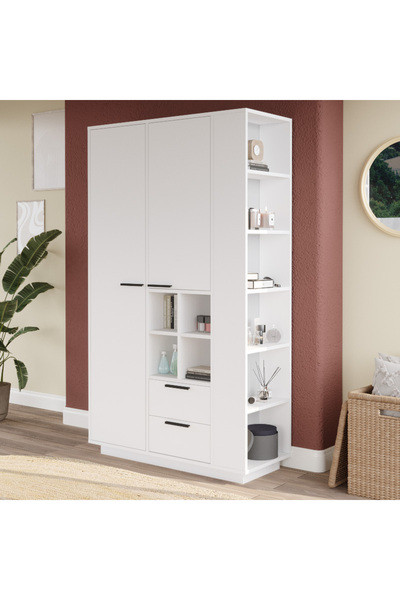Yurupa Fortis Çok Amaçlı Dolap Gardırop 2 Çekmeceli Askılıklı Ayarlanabilir R...